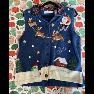 Cute ugly Christmas sweater vest with bells!!!